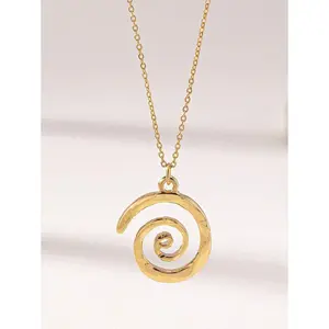1pc Minimalist Metal Spiral Pendant Necklace, Delicate Seashell Necklace, Great For Women In Summer And On The Beach