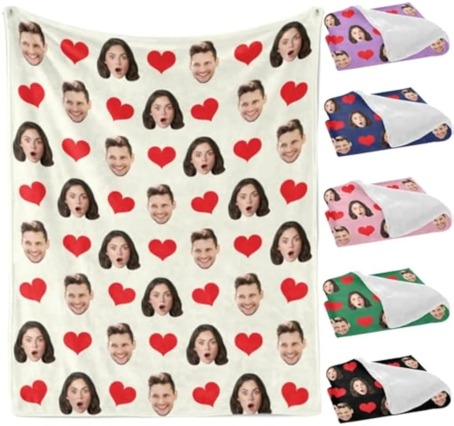 Eyesoul Custom Blanket with Face Picture, Customized Fleece Photo Blankets, Personalized Throw Blanket Gift for Dad, Mom, Kids, Dogs, Friends or Lover Birthday Christmas Valentines Day
