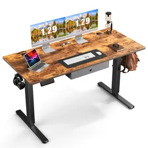 Grande Home Electric Standing Desk 55x24 inch Adjustable Height Ergonomic Office Desk with Drawers & Anti-Collision System for Gaming & Workstation