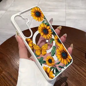 Magnetic Phone Case Compatible with GalaxyS24 Plus S25 Ultra S23 FE Ultra S22+ Sunflower Reverie Pattern TPU Shockproof Anti-Scratch Durable Stylish Smartphone Cover