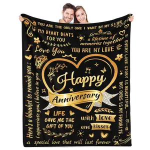 Valentine's Day Anniversary Blanket Gifts for Couple Her Boyfriend Girlfriend, Wife Husband, 60X80