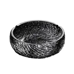 Oversized Windproof Anti-Splash Crystal Glass Ashtray, Luxury High-End Decorative Cigarette Tray, Elegant Creative Ornament for Living Room Bedroom Office Desktop Decor