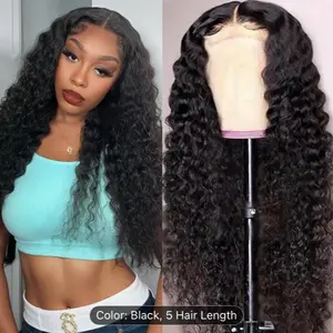 Human Hair Glueless Wigs Pre Plucked Pre Cut Jerry Curlys Lace Closure Wig for Women Natural Color Black 5 Hair Length
