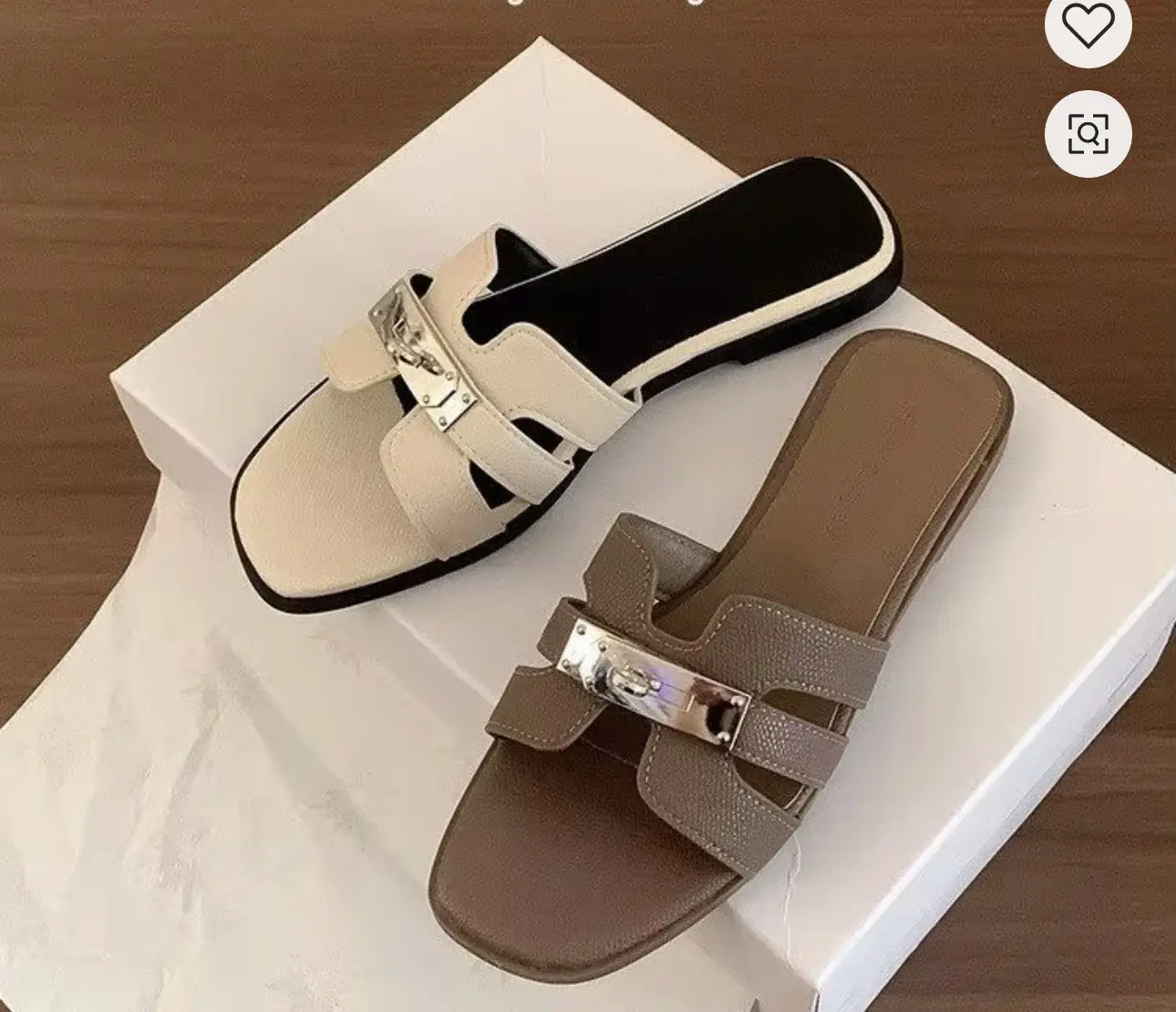 Women's Square Toe Slide Sandals - 12 Styles, Metallic Buckle Strap, Leather-Like, Slide-On, 4 Classic Colors for Summer Casual Wear & Daily Use