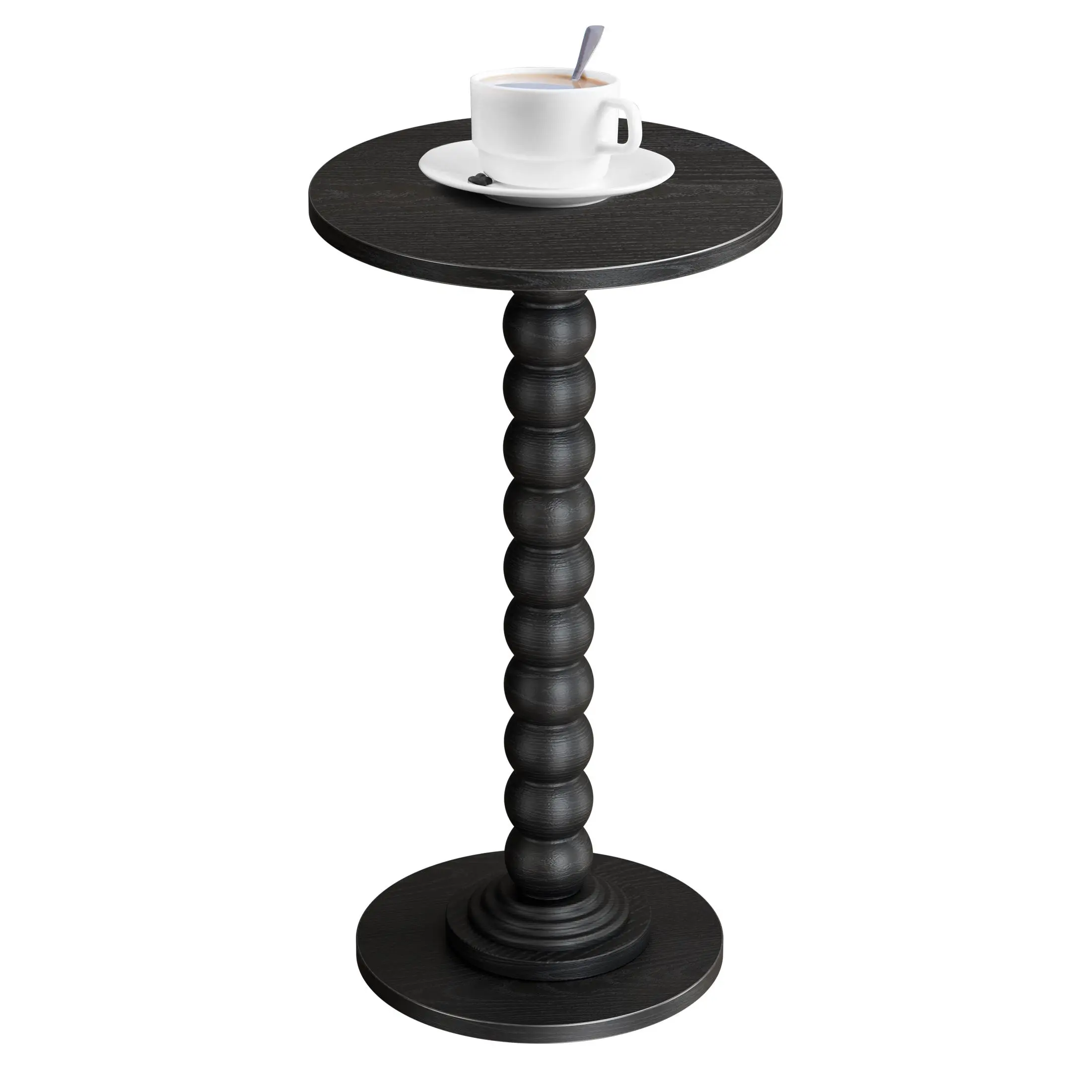 Round Side Table - Solid Wood Leg Small Drink Table for Living Room Bedroom Office