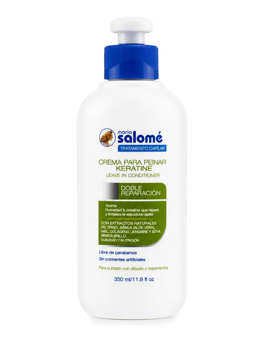 Maria Salome Keratin2 Leave-In Conditioning Cream with Chamomile, Repairing & Nourishing Haircare for Damaged Hair, Treatment for Silky, Shiny Hair, 11.8 oz, Moisturize