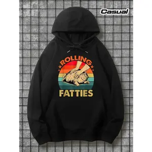 Women's cute cat lover design featuring a chubby cat being petted, themed around affectionate interaction with pets Graphic Hoodie - Long Sleeve Pullover Regular Fit | Soft & Breathable Fabric, Durable Print, Everyday Comfort, Machine Washable, retro