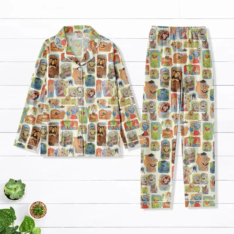 Muppet Show Christmas Pajamas, Muppets Babies Pajamas Set, Family Matching Button Down Pajamas, Women Loungewear