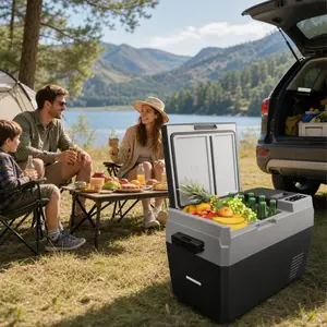 Garvee 31QT Dual Zone Car Refrigerator Freezer – 12 Volt, With Wheels, Touch & App Control, Long-Lasting Battery, Energy Efficient, Ideal for Travel & Camping