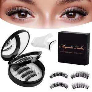 Magnetic Eyelash Set with Tools, Double-layer, 2 Pairs. No Glue Required. Reusable False Eyelashes. Easy To Use. Natural False Eyelashes for Women. Fake Lashes