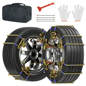 10 Pack Tire Snow Chains, Adjustable Universal for Car SUV Pickup Truck Anti-skid Snow Tire Chains for Tire Width 215-285mm, with Tool Kit