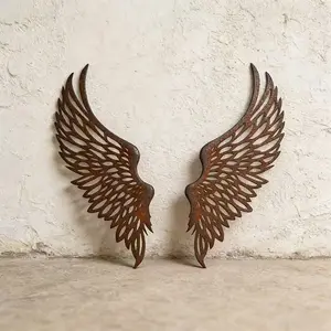 Rusty Iron Angel Wings Wall Decor, Large 15.75-Inch Rustic Metal Statues, Durable and Reusable, Perfect for Church, Wedding, Valentine, Carnival, Decoration, Home Decor Accessory, Home Decor Products