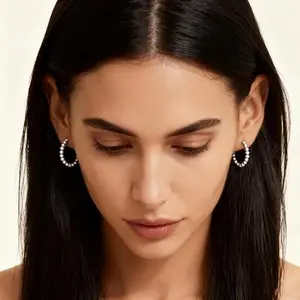 3 Pairs Silver Beaded Hoop Clip On Earrings Set – Minimalist Smooth Bead Huggie Ear Cuffs, Hypoallergenic Non Piercing Jewelry for Women Girls, Funky Unique Accessories for Daily Casual Wedding Party