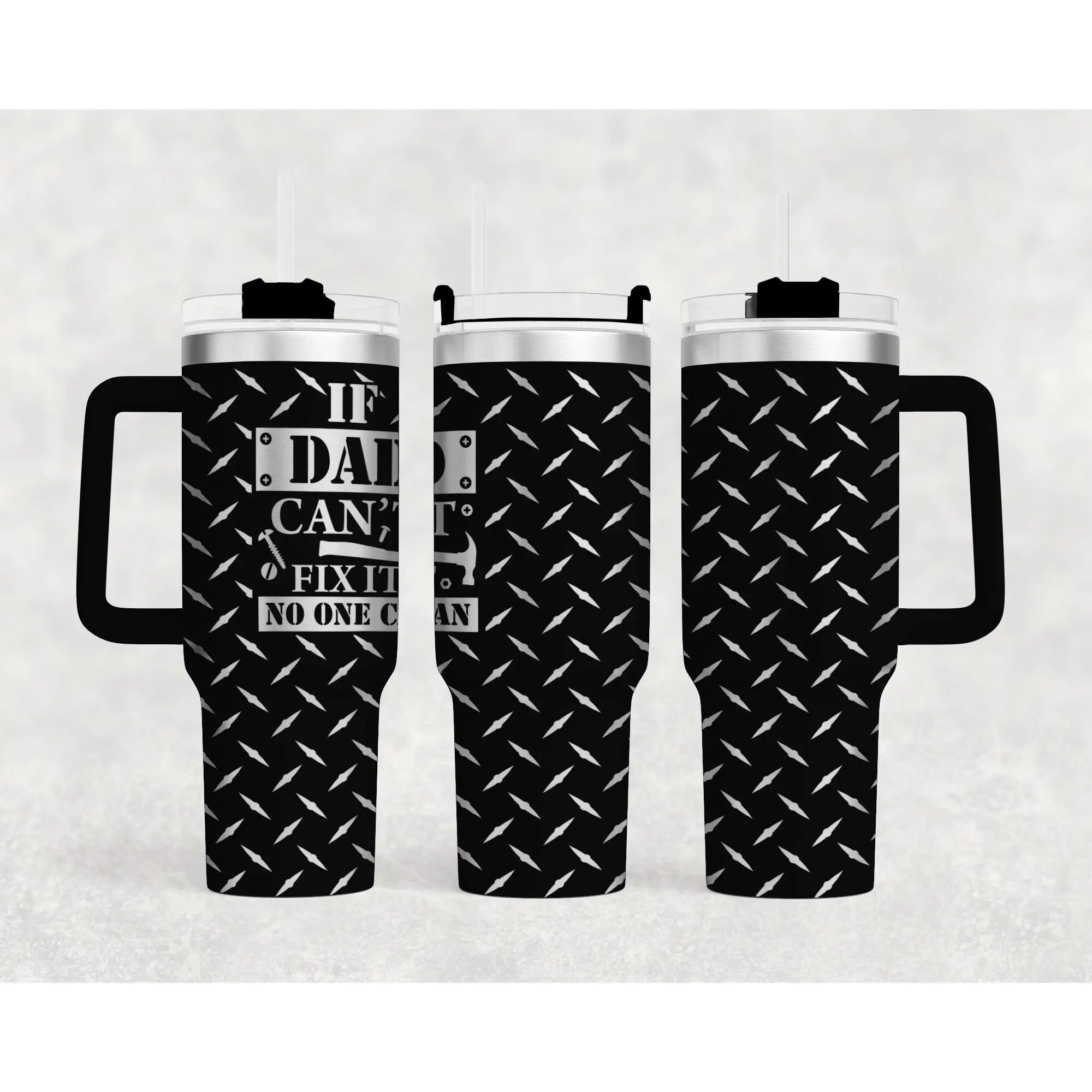 Funny Dad Fix It 40oz Tumbler with Handle | Laser Engraved Father’s Day Gift