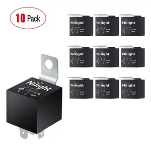 Nilight 10 Pack SPDT Electrical Relays 12V 30/40 Amp 5-Pin Switch for Automotive Truck Marine Boat