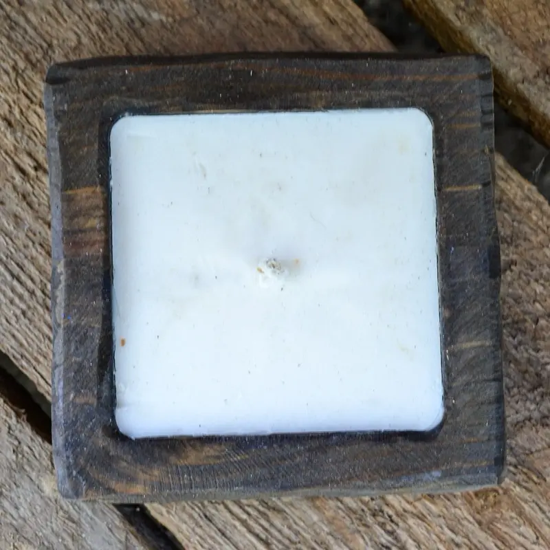 Stained Square Dough Bowl Candle | Coconut Soy Wax Candle | Handmade Wooden Candle
