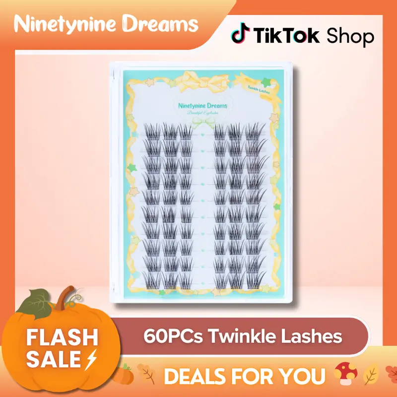 Ninetynine Dreams 60PCs Twinkle Lashes | Natural Cat & Siren Eye Style 9-13mm C+ Lash Clusters — Soft Lightweight Ultra-Thin Band, Reusable & Pre-Mapped Beginner-Friendly Everyday Makeup Eyelashes Look