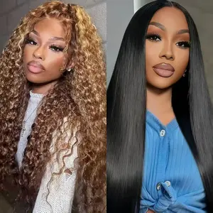 [Combo sale 22"&22"]" 2 wig " 13x4 4/27&99J Jerry Curly Lace Front Wigs Human Hair with Baby Hair 180% DensityStraight Human Hair Wigs for Women
