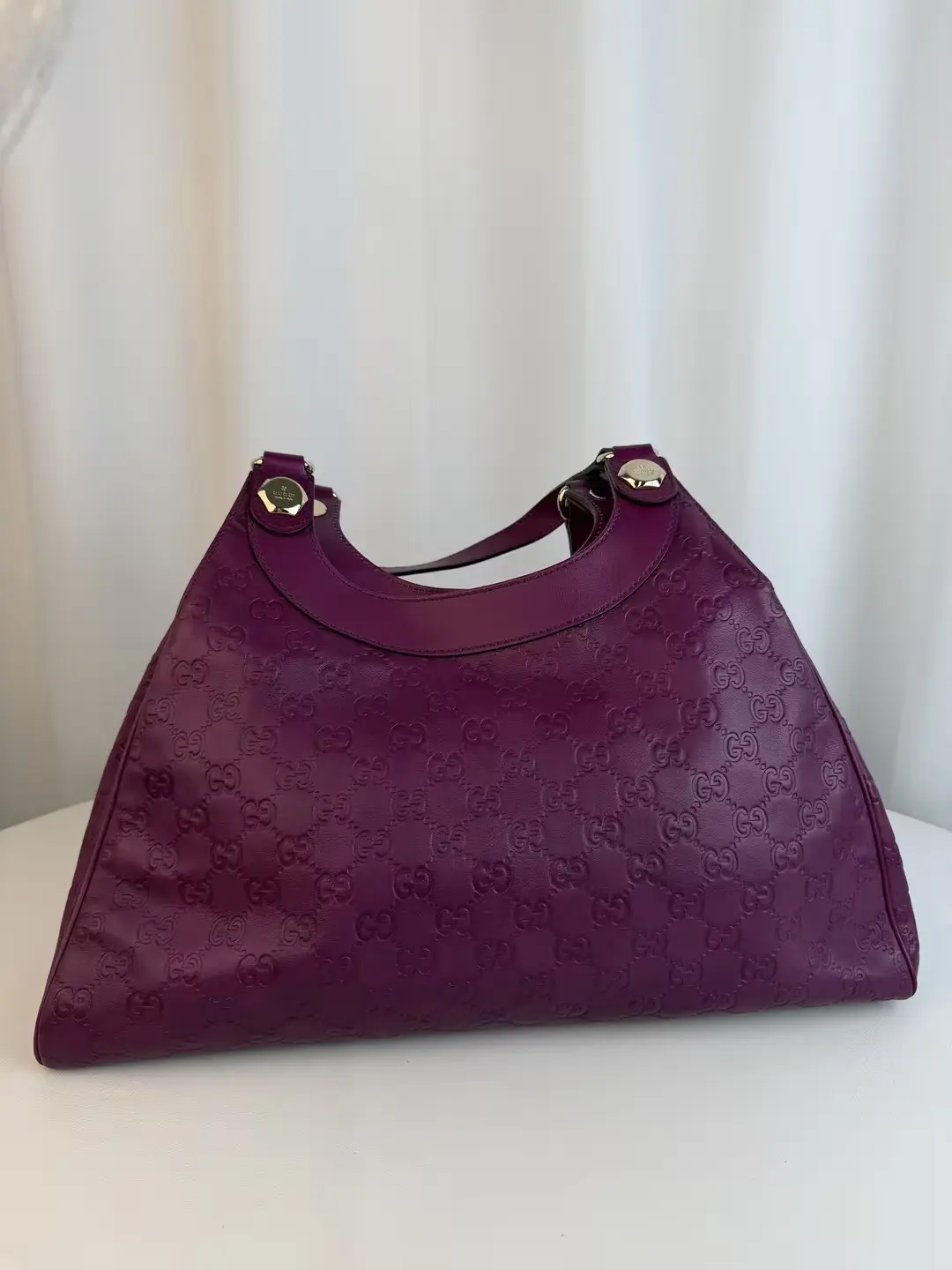 Pre-owned GUCCI calfskin leather tote bags Guccissima Leather Charmy Hobo Bag / Shoulder Bag Grape Violet Premium Guccissima Embossed Calfskin Tote Bag