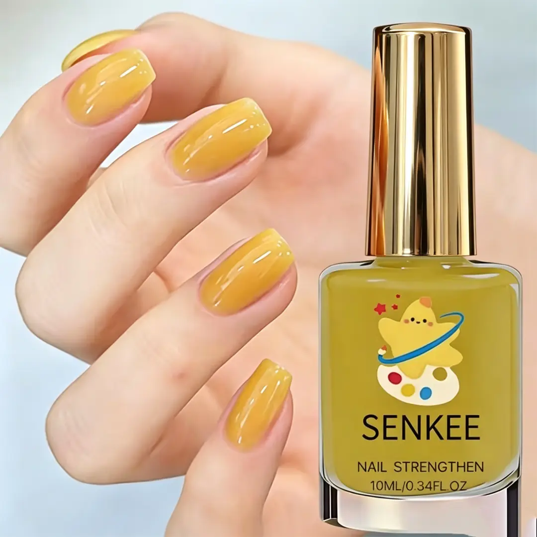 Jelly Yellow Nail Strengthener – Translucent Glassy Nail Polish for Weak Nails, Nourishing & High Shine Base Coat (10ml/0.34fl.oz)