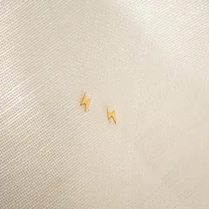 Lightning Bolt Studs by Caitlyn Minimalist - Dainty Lightning Cartilage Earring - Gold Second Hole Earrings - Minimalist Jewelry Gift
