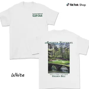 ⛳[100% Cotton][Graphic Tee]Augusta National Golf Club Shirt for Men and Women, Hole 12 Golden Bell Design, Iconic Augusta Golf Graphic, Soft Cotton Menswear Apparel, Trendy Golf Shirt for Masters Fans, Perfect Gift for Golf Enthusiasts
