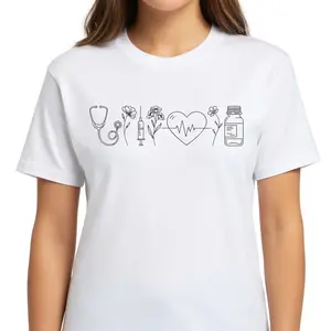 Nurse Life Graphic T-Shirt, Nursing Profession Crewneck Tee, Healthcare Worker Short Sleeve Apparel, Aesthetic Medical Professional & Registered Nurse Gift Fashion Top, Viral Trendy Clinical Essentials Statement Streetwear Crew Neck