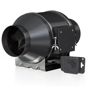 4 Inch Inline Duct Fan 214 CFM, Vent Booster Exhaust Fan with 0- Variable Speed Controller, EC  27 dBA Quiet Ventilation Fan for Grow Tent, HVAC, Basement, Bathroom, Crawl Space