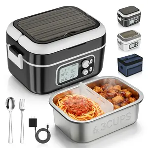 Yofidra Cordless Heated Lunch Box, 24000mAh 100W Electric Lunch Box with Smart Timer, 6.3-Cup Super Large Lunchbox for Men & Women, Portable Food Warmer with Insulated Bag for Outdoor/Office, Black
