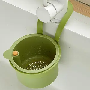 Faucet Hanging Strainer,Kitchen Sink Drain Basket, Sink Strainer Basket,Press Automatic Dumping Kitchen Draining Baskets,Easy To Install, Fine Mesh (Green)