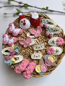 Crochet Hair Clips - Adorable Designs- Bunny, Ice Cream, Wind Mill, Flower, Santa, Strawberry, Butterfly; 10USD per pair