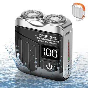 Luggage Electric Shaver, Beard Shaver Mini and Portable Suitcase Design, USB Rechargeable One-Button Long Lasting for Home Travel, Steel Water Proof