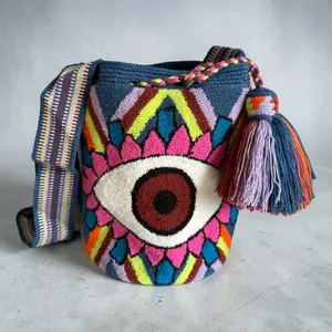 Upholstered medium crossbody bucket Bag