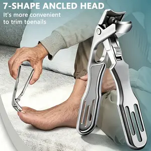 Large Bent-Toe Nail Clipper for Thick Nails, Sharp Stainless Steel Trimmer, Ergonomic Design, Suitable for Elderly and Pregnant Women, Unisex