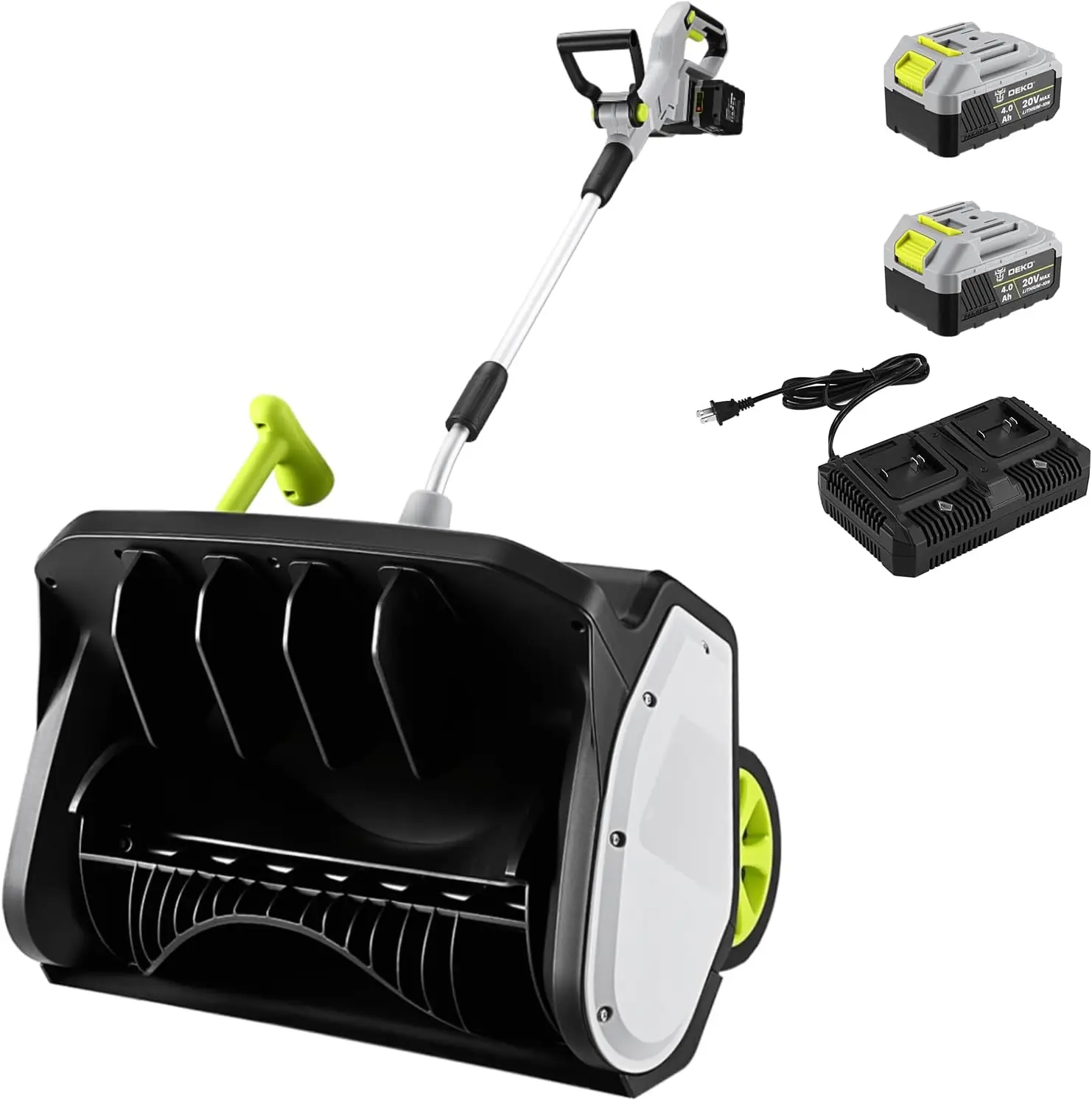 Cordless Snow Shovel: DEKOPRO 40V | 17-Inch Cordless Snow Blower,Electric Snow Shove with Adjustable Chute, Lightweight Electric Snow Blower for Sidewalks & Stairs (2*20V Batteries)