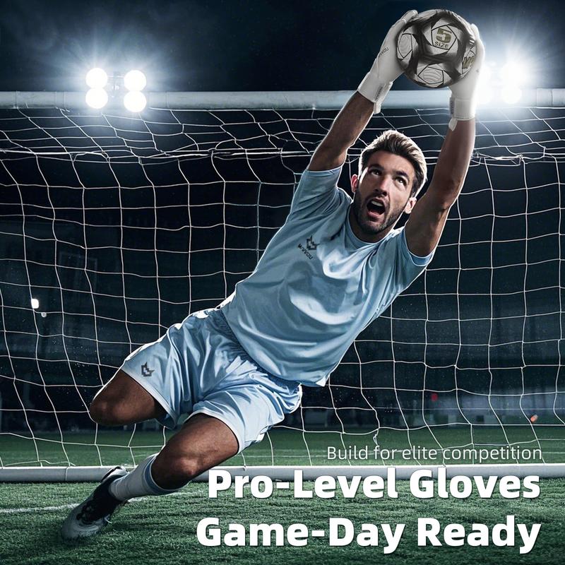 WVVOU Soccer Goalie Gloves for Adults and Youth, Professional Goalkeeper Gloves, Breathable Soccer Gloves, High Performance Guantes De Portero with 4+3mm Sticky Super Grip Latex Palm，Breathable,Professional,Soccer,Goalie,Gloves Football Equipment