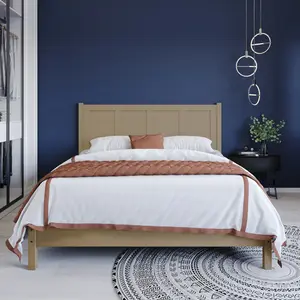 Favorer Rogers Solid Wood Platform Bed Frame with Panel Headboard, No Box Spring Needed, Sturdy& Durable