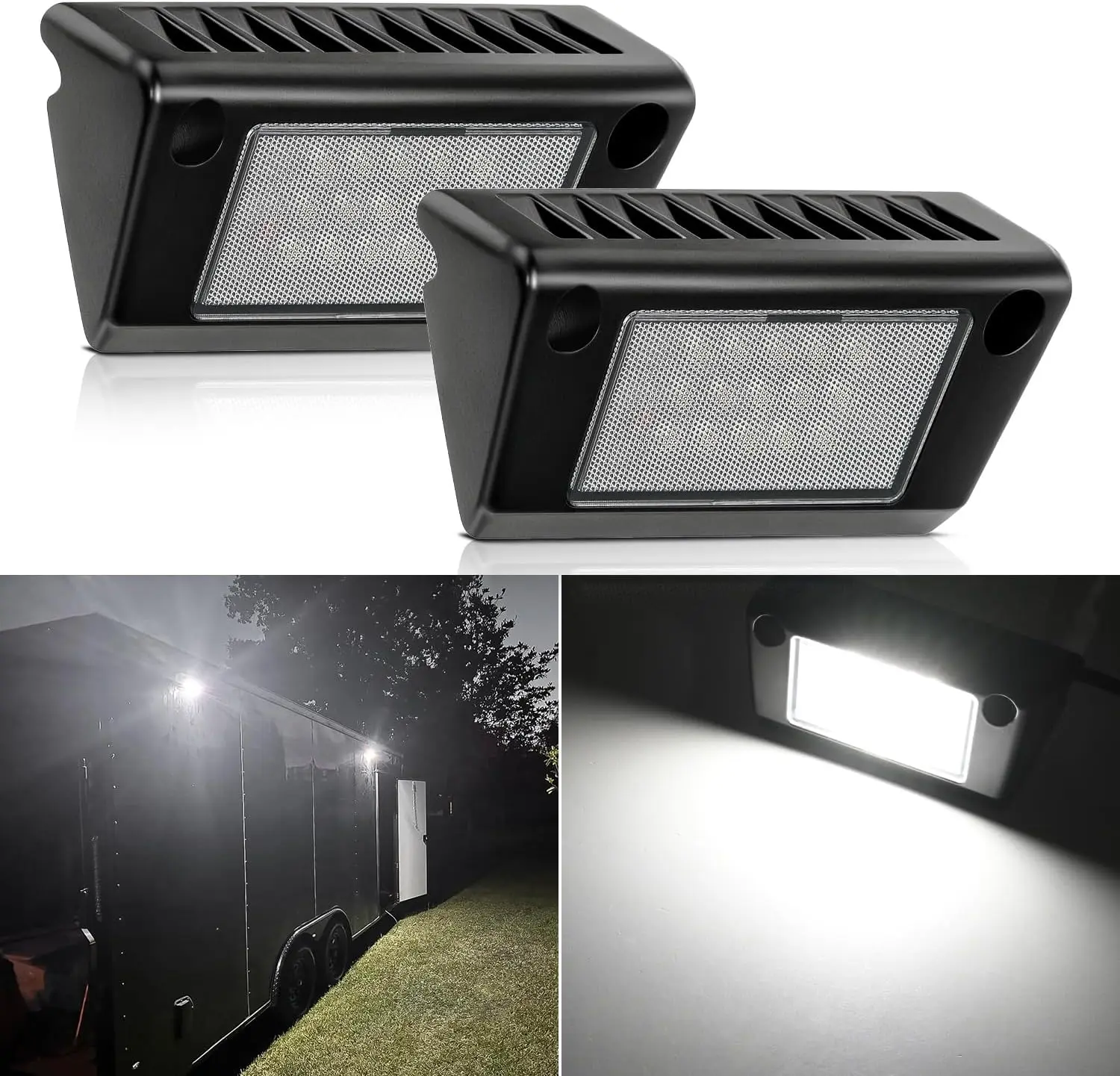Nilight 2PCS 5in LED Work Lights - White Beam, 12V-24V Black Aluminum Housing Trailer Light Kit for RV Trailers, Travel Campers