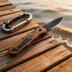 006 Premium Wood Handle Folding Pocket Knife - Durable Everyday Utility Tool