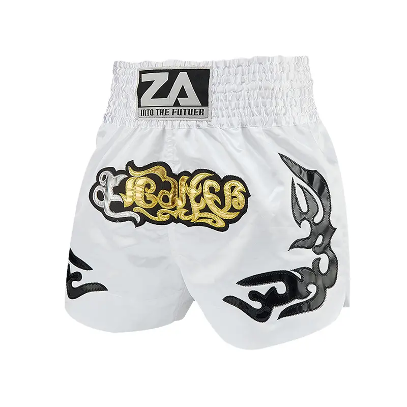 White gold flower Muay Thai pants