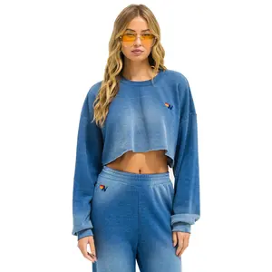 ESSENTIAL CROPPED CREW SWEATSHIRT RELAXED - FADED WATER