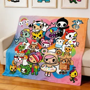 Tokidoki Anime Game Blanket Flannel Throw Blanket For Bed Sofa Couch Travel Camping Sleepovers Home Decor Gift For Kids Girls Boys Teens Adults Fans Cute Cozy Soft Warm Blanket