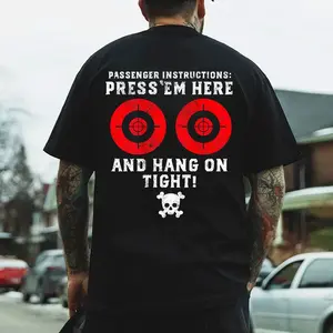 PASSENGER INSTRUCTIONS PRESS'EM HERE AND HANF ON TIGHT Print Men's T-shirt