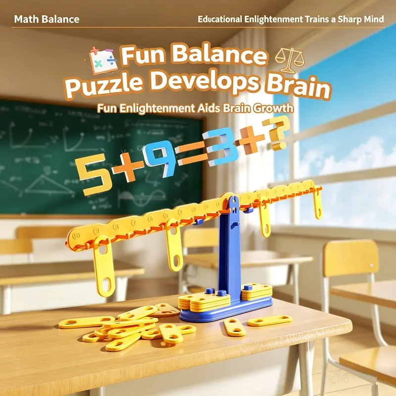 47-Piece Digital Balance Math Game Set, Early Childhood Math Education Toy, High-Quality Abs Material, Ideal Math Learning Tool, Back-To-School Gift