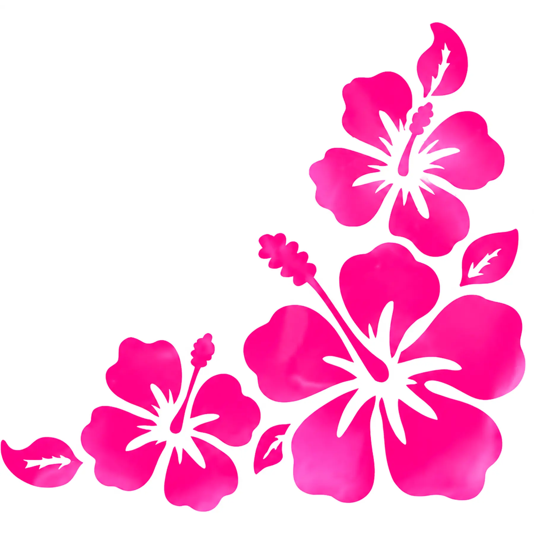 Pink Hibiscus Flowers Decal Sticker 5" x 5" | Glossy Pink Vinyl | No Background | Waterproof Car Window Outdoor Decal