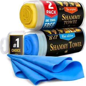 2pk +1 Free Shammy Cloth for  Drying - 26"x17" - Super Absorbent Chamois Towel - Scratch-Free,  & Soft Wash Cloth -  Drying Towels