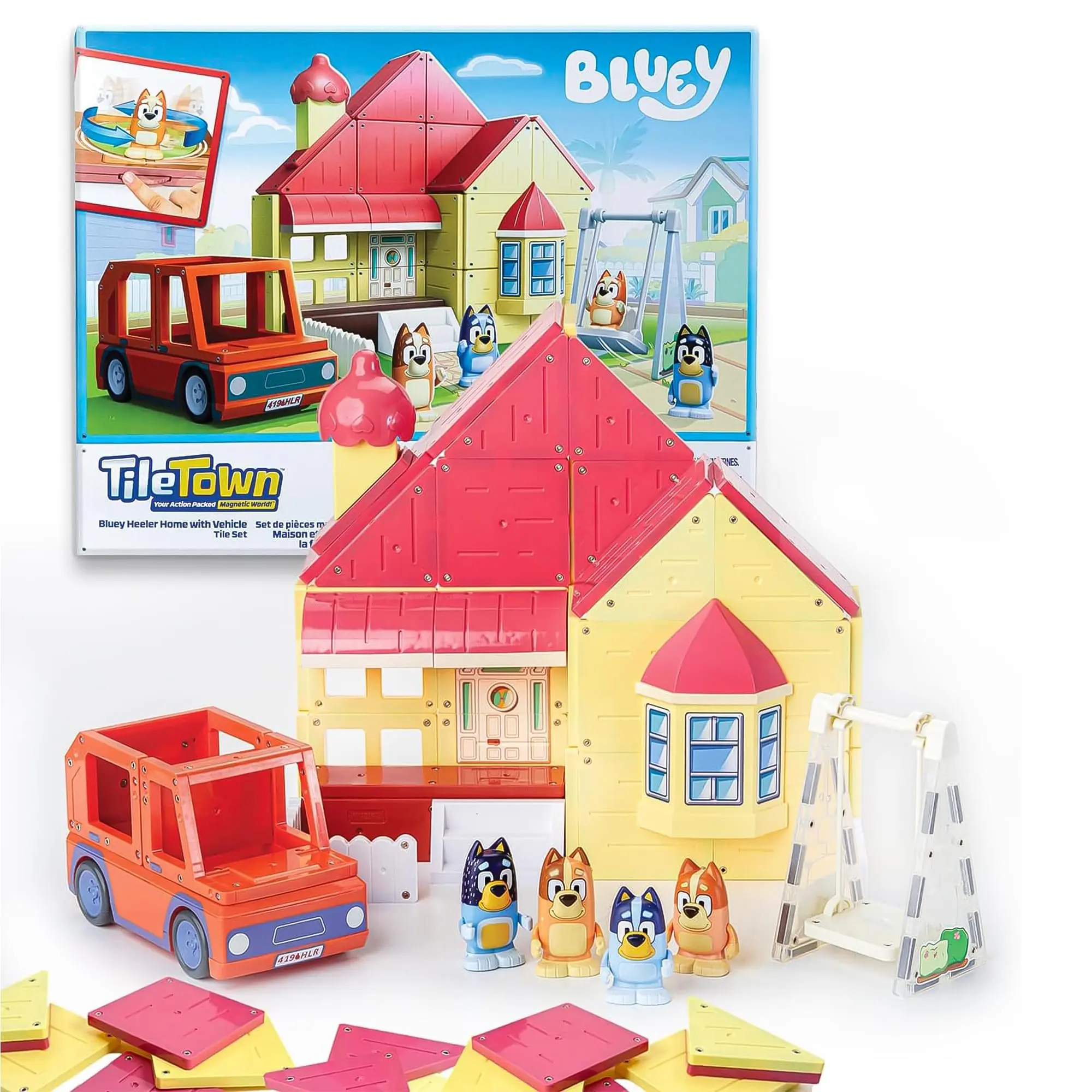 Bluey Heeler Family Home Tile Town 52-Piece Magnetic Tile Playset