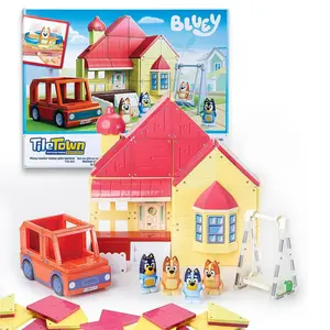 Bluey Heeler Family Home Tile Town 52-Piece Magnetic Tile Playset
