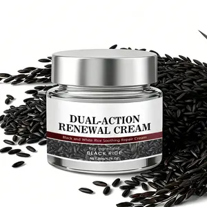 Dual-Action Renewal Cream with Black & White Rice, Soothing Repair Cream for Rough, Dry & Bumpy Skin, Gentle Exfoliating Body Cream for Neck, Hands, Elbows, Knees & Feet, 1.76 Oz