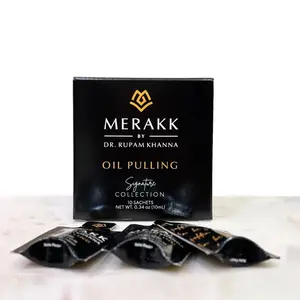 Merakk oil pulling signature collection for Teeth and Gums - - Daily Swish Travel Packets - 10ct (10ml each) Oral Antibacterial